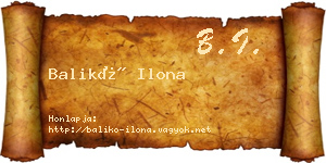 Balikó Ilona névjegykártya